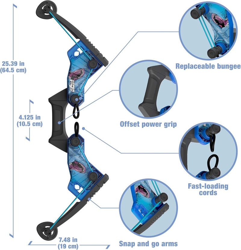 Zing HyperStrike FireTek Bow Archer Pack, Light Up Bow and Light Up Zonic Whistle Arrows, Shoots Arrows Over 200ft, Outdoor Play with Friends and Family, for Ages 14+ (Blue) - Image 3